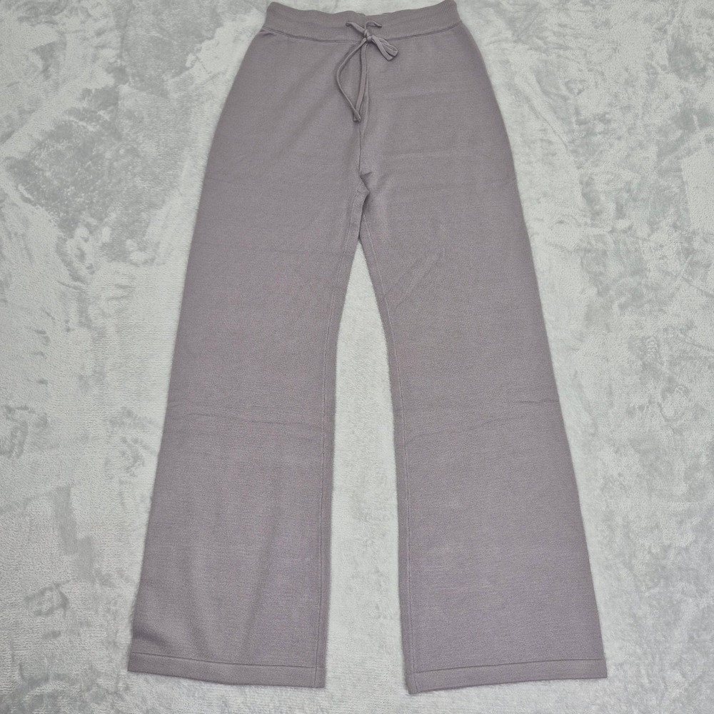 Wide Leg Greige Mauve Grey Knit Lounge Pants Women S High Rise Sweatpants Pullon
